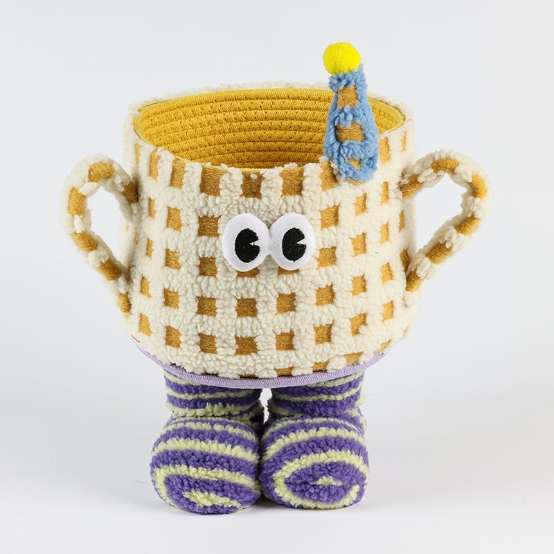 MU Supplies Premium Cute Cartoon Desktop Storage Organizer Household Cotton Rope Little Monster Storage Basket for Table Desk