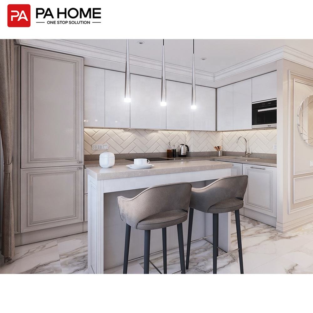 PA furniture luxury white pvc custom design rta shaker modular modern kitchen cabinet set