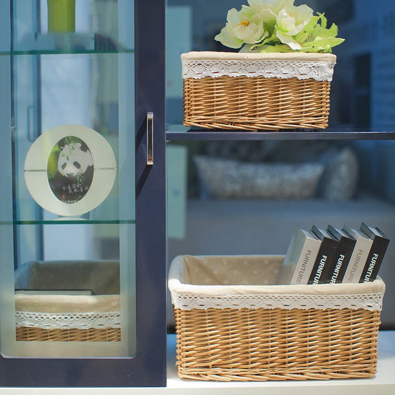 Rustic Style Brown Color Multifunctional Durable Wicker Drawer Baskets Set Storage Willow Basket For Storage