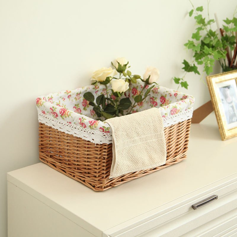 Rustic Style Brown Color Multifunctional Durable Wicker Drawer Baskets Set Storage Willow Basket For Storage