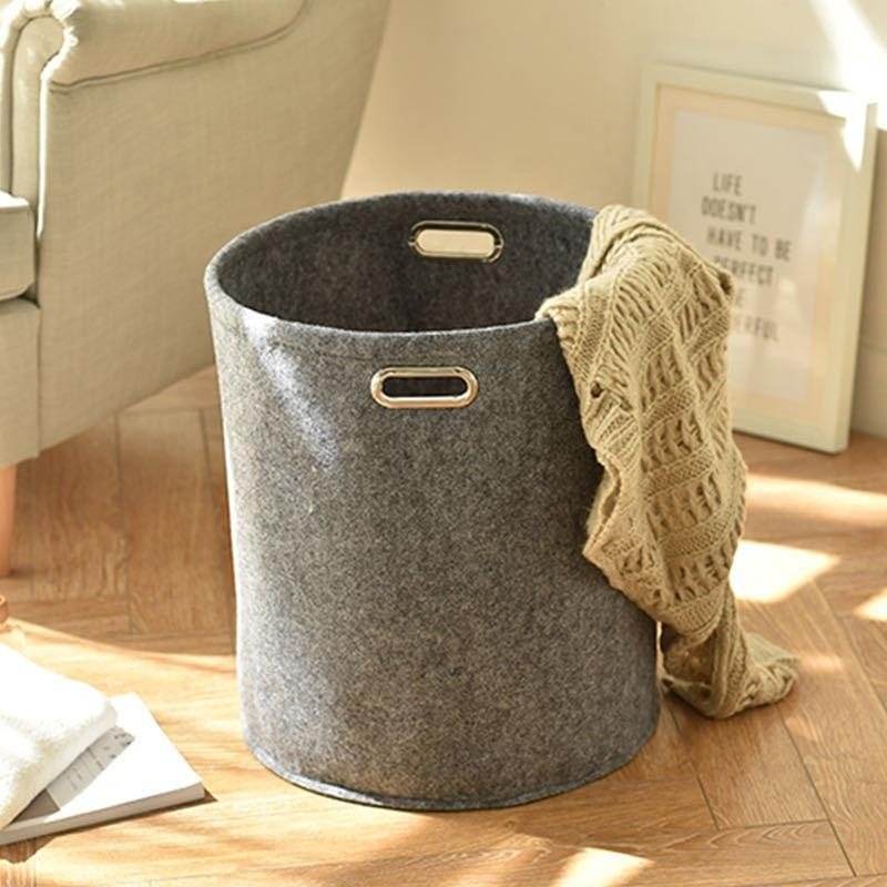 Felt folding drawer organizer for home Foldable washable laundry hamper bucket Collapsible home toy storage basket with handles