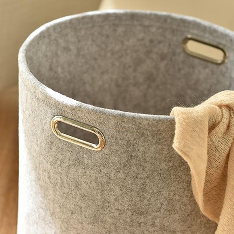 Felt folding drawer organizer for home Foldable washable laundry hamper bucket Collapsible home toy storage basket with handles
