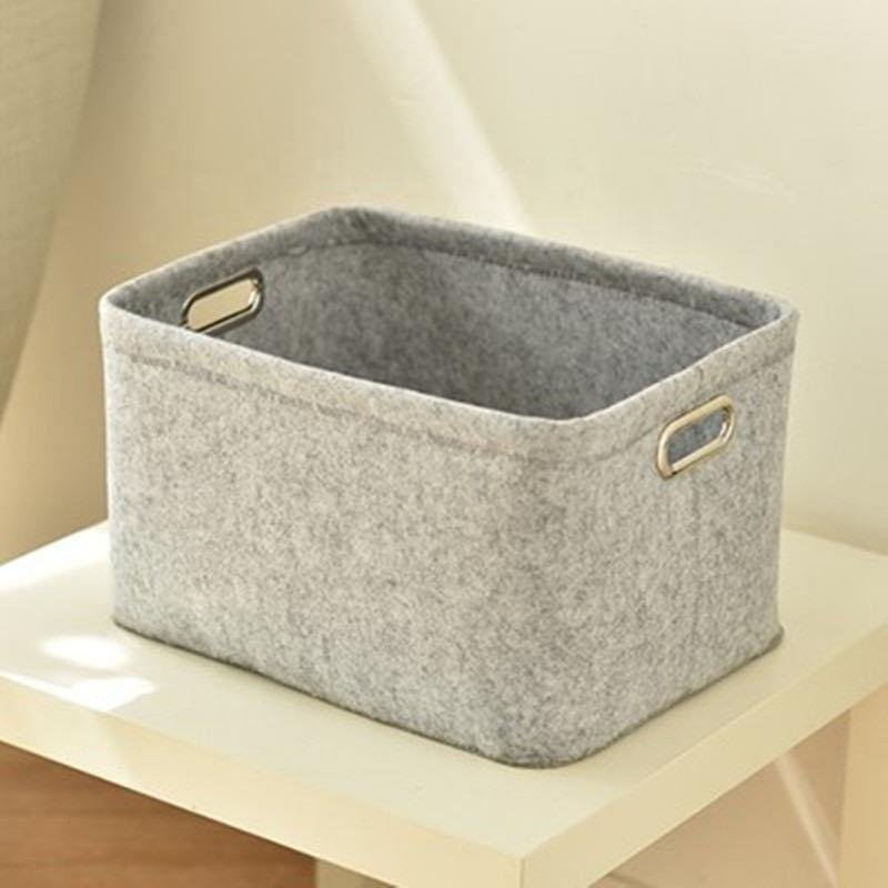 Felt folding drawer organizer for home Foldable washable laundry hamper bucket Collapsible home toy storage basket with handles