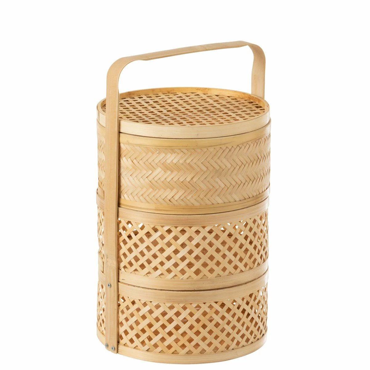 Traditional Souvenir Bamboo 3 layers Basket with Lid Steeamer Food Fruits Storage Best Idea for Restaurant and Gift Accessories
