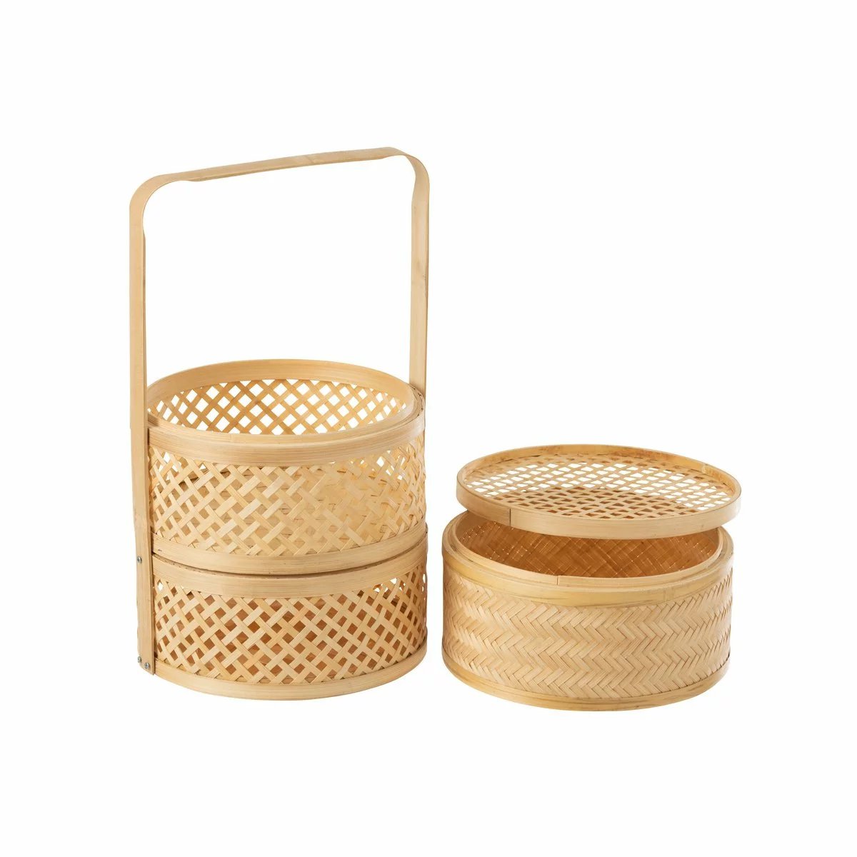 Traditional Souvenir Bamboo 3 layers Basket with Lid Steeamer Food Fruits Storage Best Idea for Restaurant and Gift Accessories