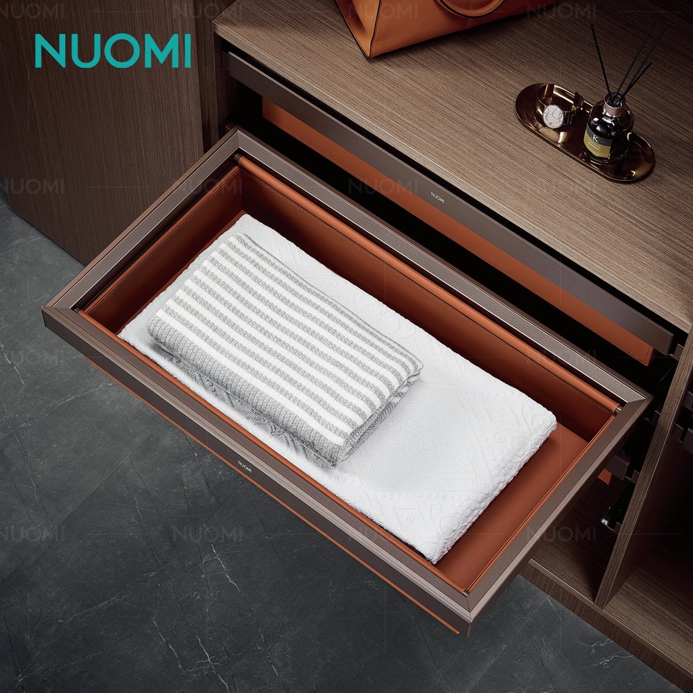 NUOMI Home Furniture Accessories Pull Out Clothes Organizer Drawer Wardrobe Leather Basket
