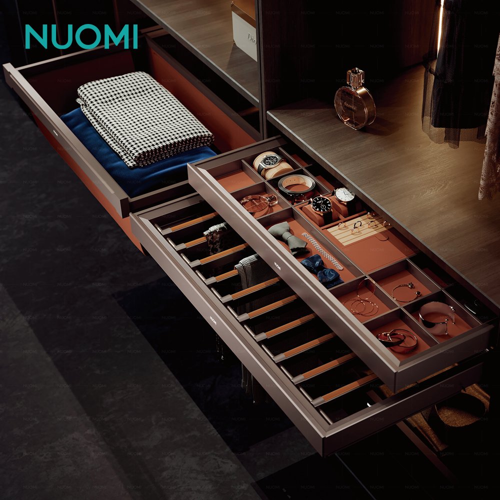 NUOMI Home Furniture Accessories Pull Out Clothes Organizer Drawer Wardrobe Leather Basket