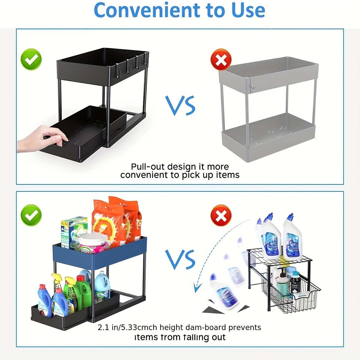 Kitchen Double-layer Organizer Storage Shelf Drawer Type For Kitchen Countertop Standing Storage Shelf Organizer