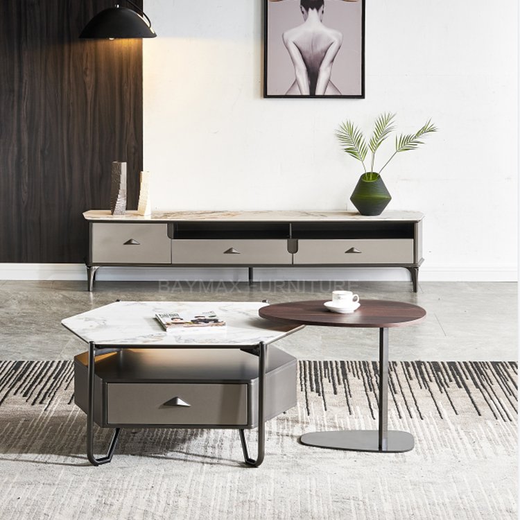 Living room furniture tv stands cabinet with coffee table with storage drawers