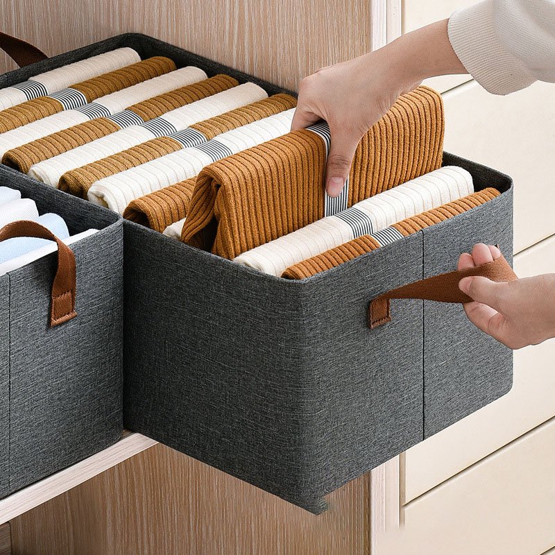 DS4093 Wardrobe Closet Storage Bins for Jeans Drawer Organizers for Clothing with Handle Foldable Drawer Clothes Organizers