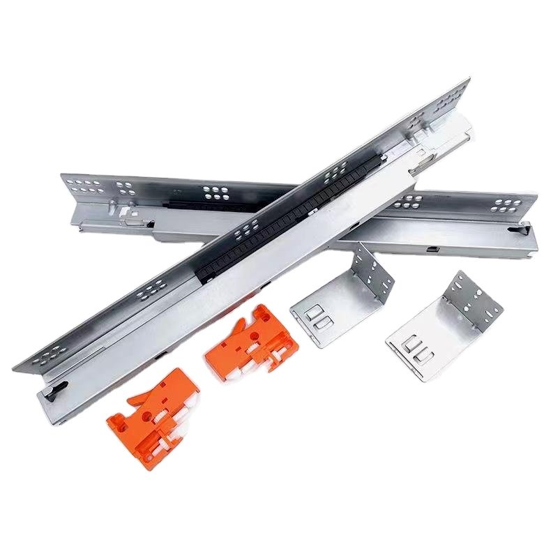FFL 3 fold damper basket drawers channel push to open hidden telescopic rails soft close undermount concealed drawer slide
