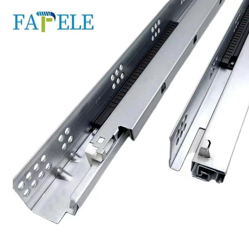 FFL 3 fold damper basket drawers channel push to open hidden telescopic rails soft close undermount concealed drawer slide