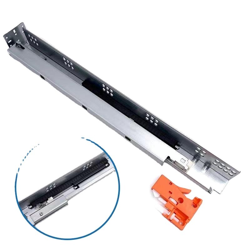 FFL 3 fold damper basket drawers channel push to open hidden telescopic rails soft close undermount concealed drawer slide