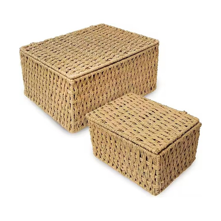 Cabinet Organizer Basket Woven Wicker Storage Baskets With Lid Drawer Organizer For Home Storage Decorative