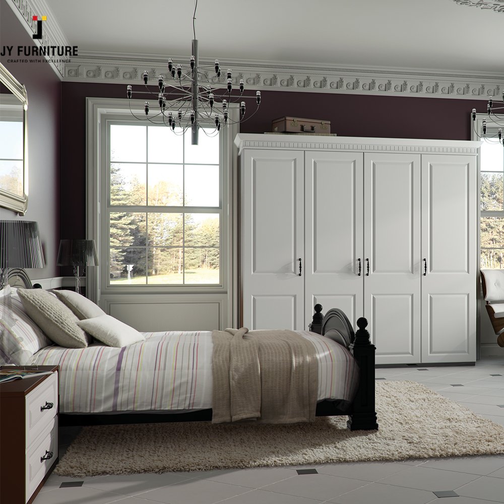 JY Hardwood simple modular walk in bedroom wardrobe with adjustable shelves for wholesales