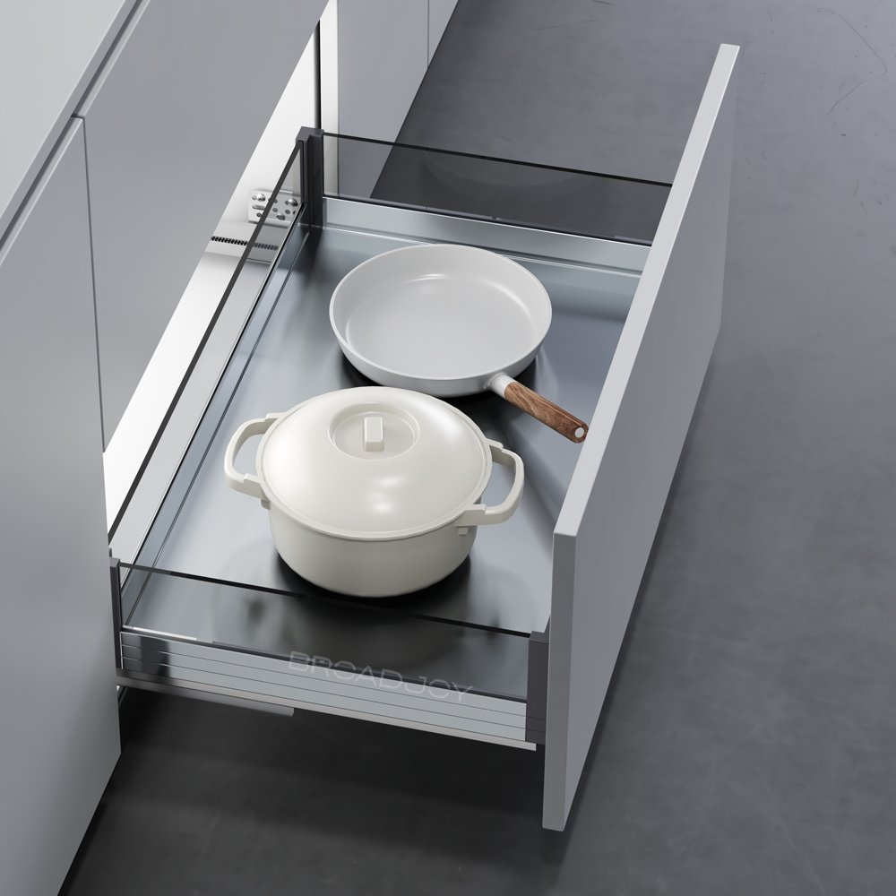 Kitchen Cabinet Drawer Basket Pull Out Soft Close Glass Dish Bowl Storage Pot Basket