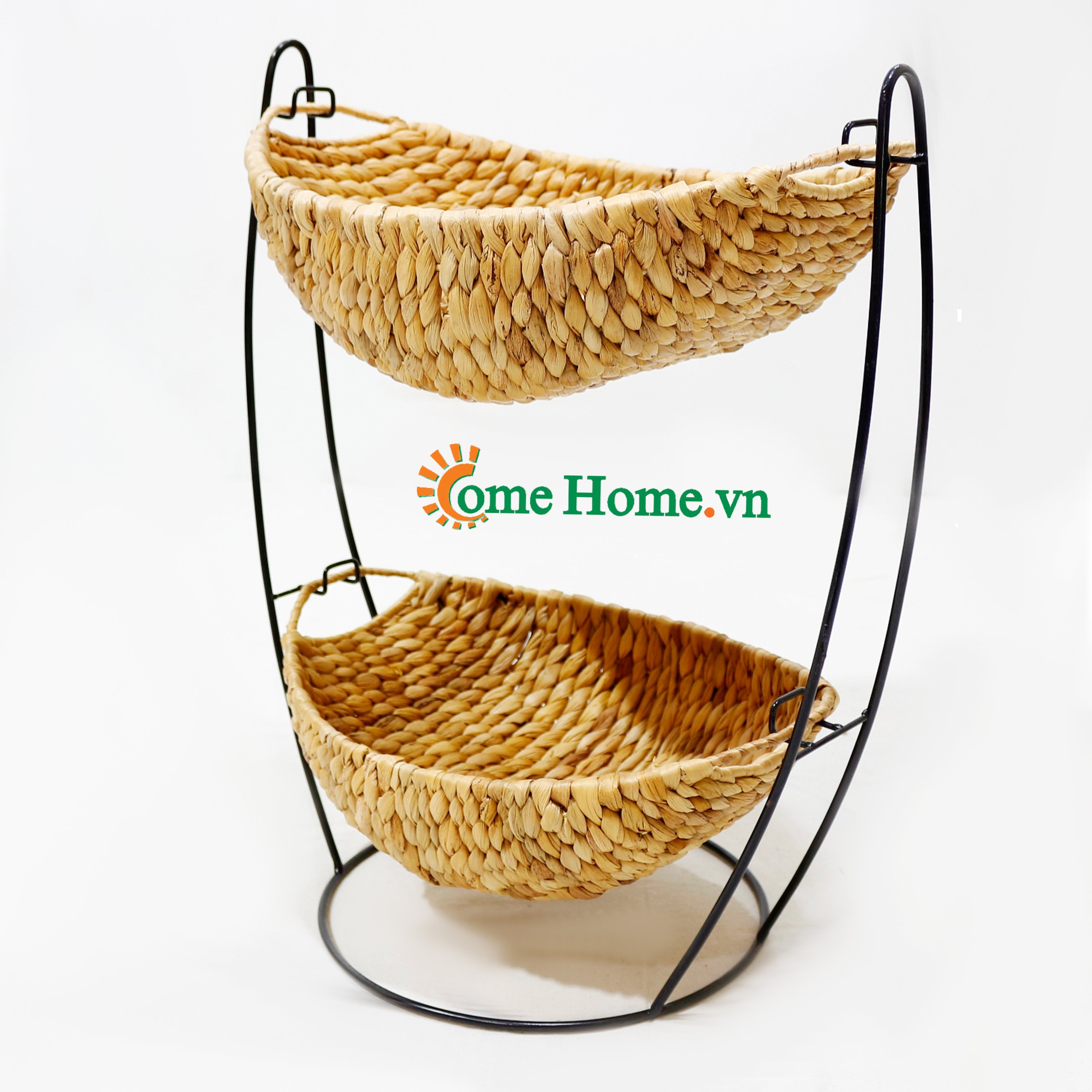 Comehome - 2 Tier Fruit Basket Bowl with Metal Leg for Kitchen Countertop Detachable Fruit Vegetable Storage Holder Display