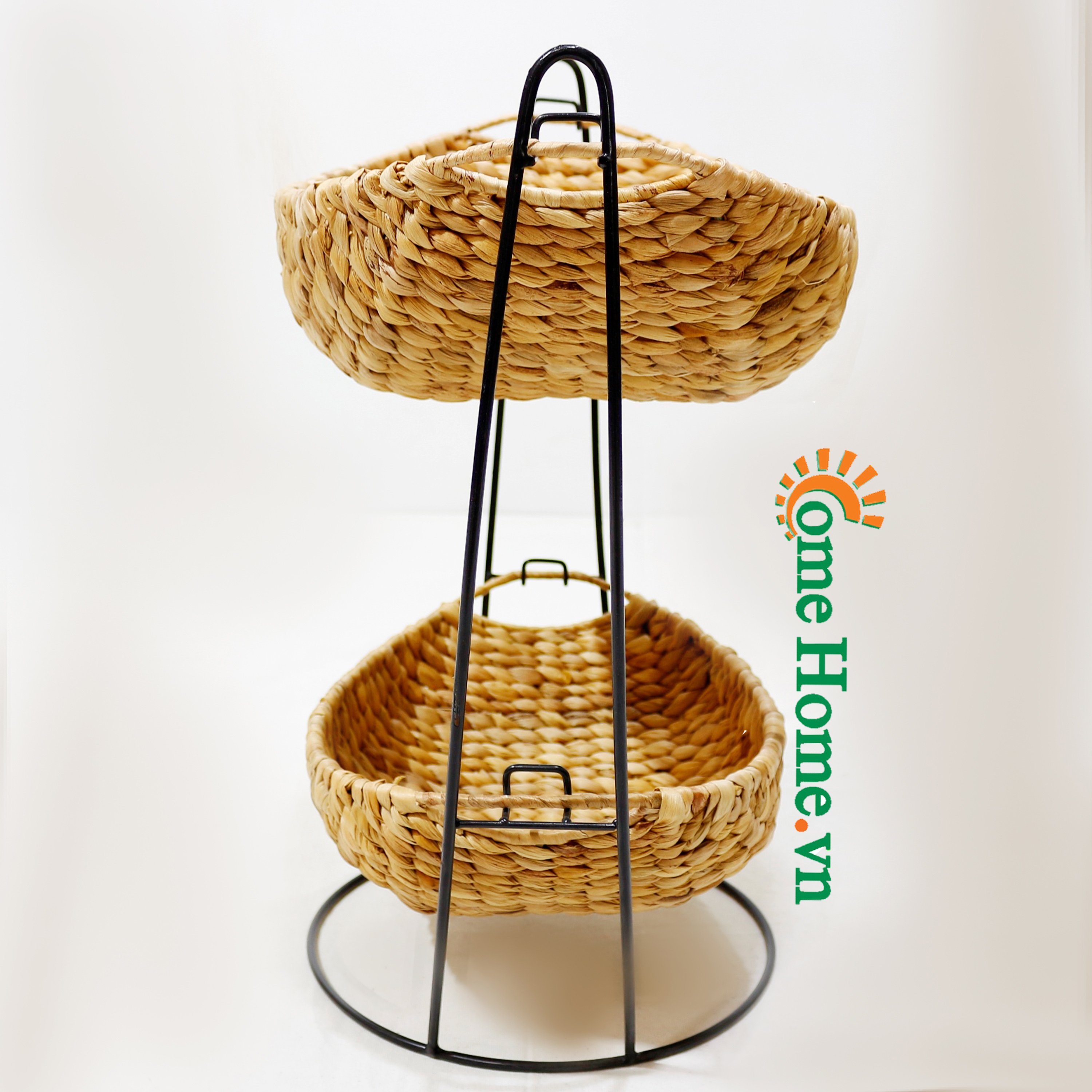 Comehome - 2 Tier Fruit Basket Bowl with Metal Leg for Kitchen Countertop Detachable Fruit Vegetable Storage Holder Display