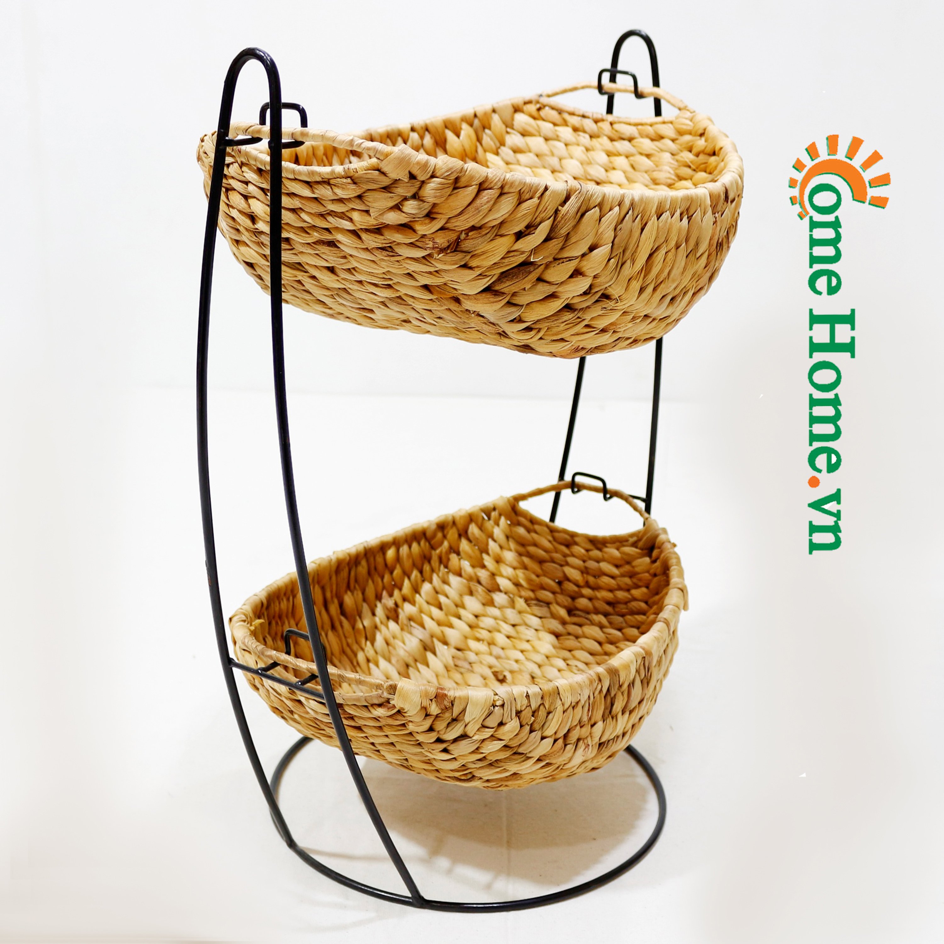 Comehome - 2 Tier Fruit Basket Bowl with Metal Leg for Kitchen Countertop Detachable Fruit Vegetable Storage Holder Display