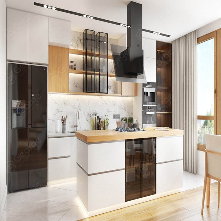 Modern style kitchen cabinet Melamine with particle board made in china-AK-282