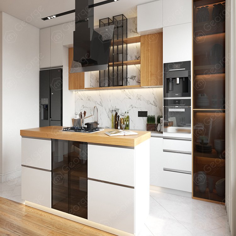 Modern style kitchen cabinet Melamine with particle board made in china-AK-282