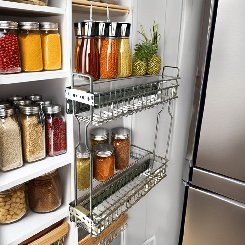Multifunctional 2-Tier Kitchen Cabinet Organizer Non-Folding Pull-Out Sliding Drawer Spice Rack Wholesale Storage Holder Rack