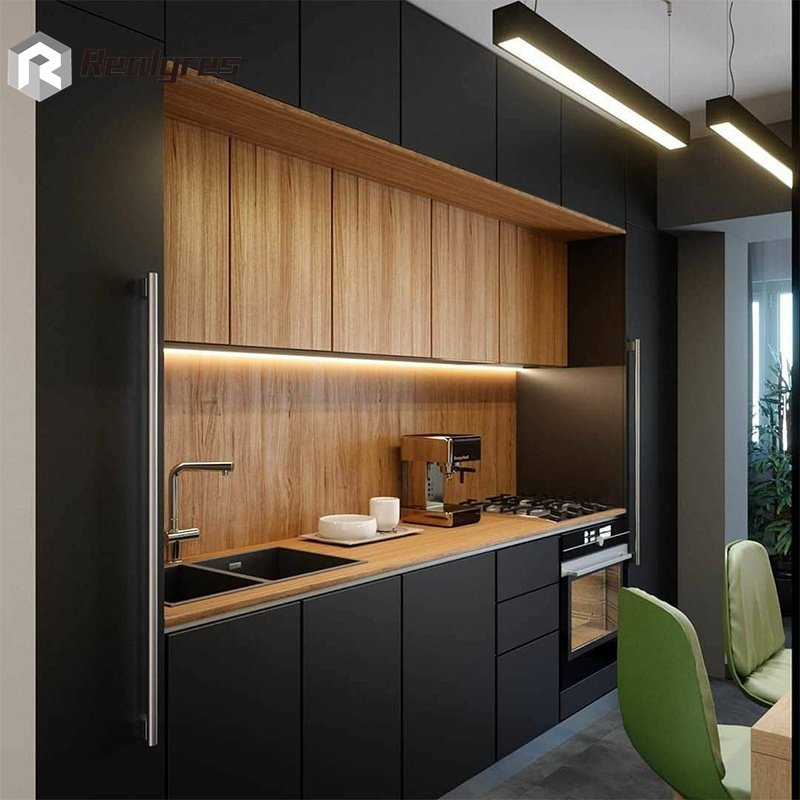 Contemporary Custom Particle Board Lacquer Kitchen Cabinet Residential Stainless Steel Metal Indoor Kitchen Cabinets For Hotel