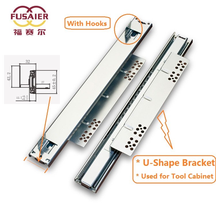 Factory wholesale 45mm full extension ball bearing Basket Slide with U-shape special slide
