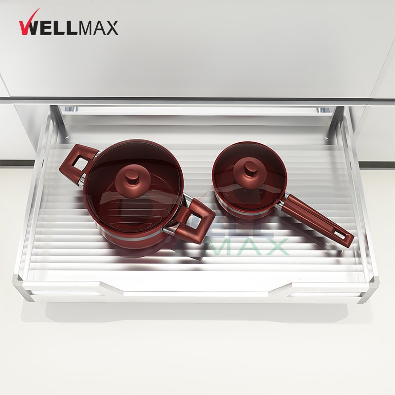 WELLMAX Kitchen Pull Out Drawer Basket 2 Tier Dish Rack Stainless Steel Dish Drying Rack