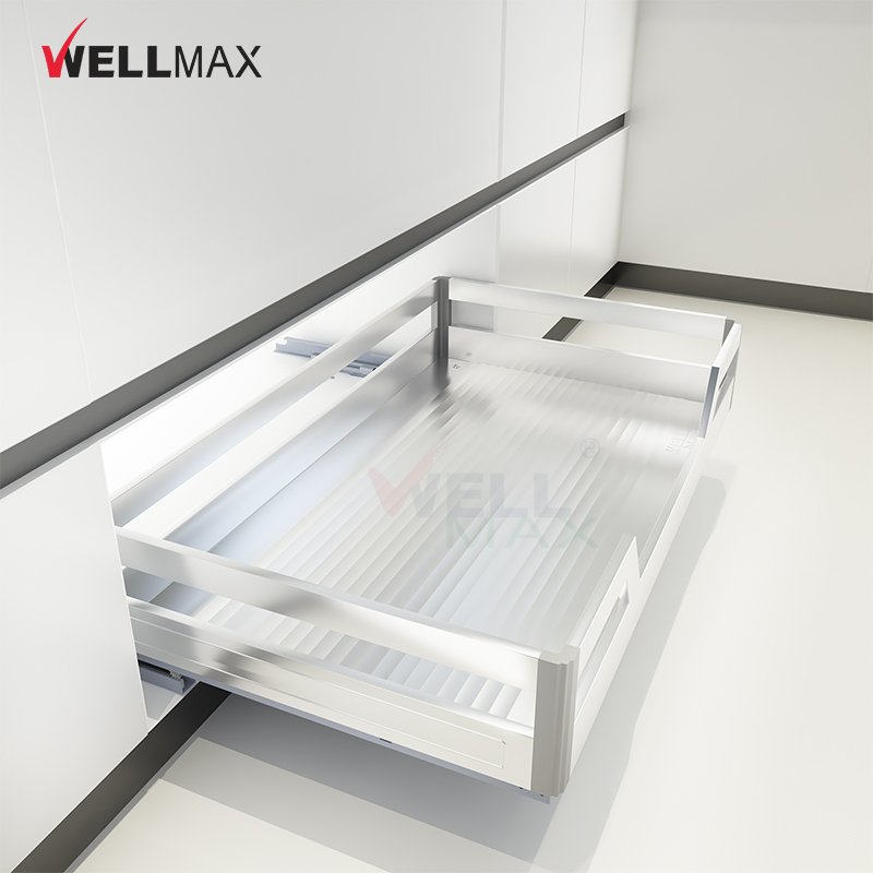 WELLMAX Kitchen Pull Out Drawer Basket 2 Tier Dish Rack Stainless Steel Dish Drying Rack