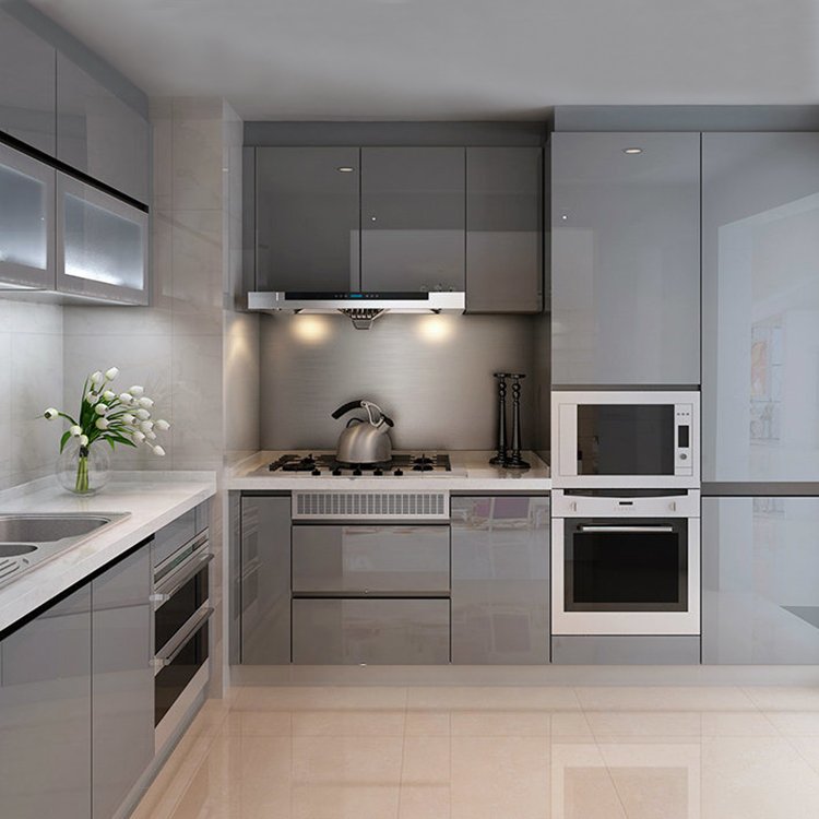 ethiopian imported furniture ready made high gloss fiberglass mini glass pink kitchen cabinet with sinks from china