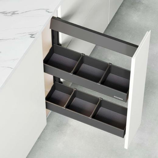 Goldmine Kitchen Cabinet Accessories Side Mounted Pull Out Baskets Aluminum soft close Cabinet Storage Drawers with Dividers