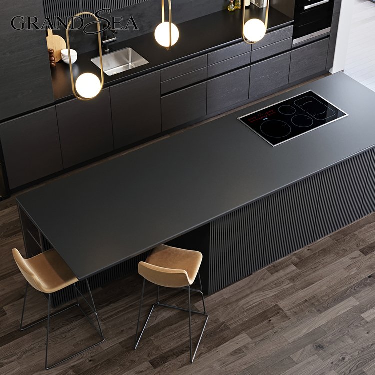 Luxury Simple Design Cheap Base Black Mdf Kitchen Cabinets Modern