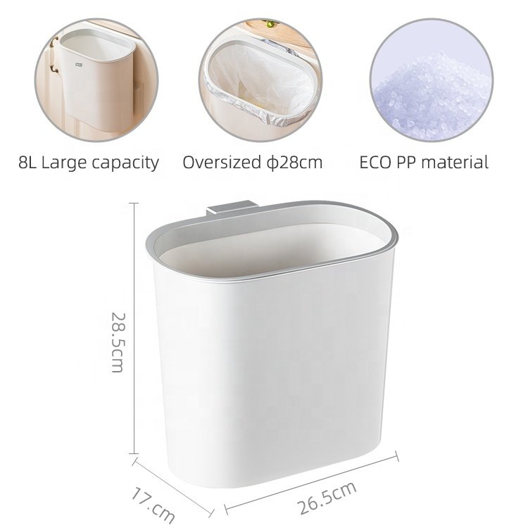 Folding Waste Bin Kitchen Cabinet Door Trash Bin Trash Can Wall Mounted Trashcan for Kitchen Toilet Waste Storage