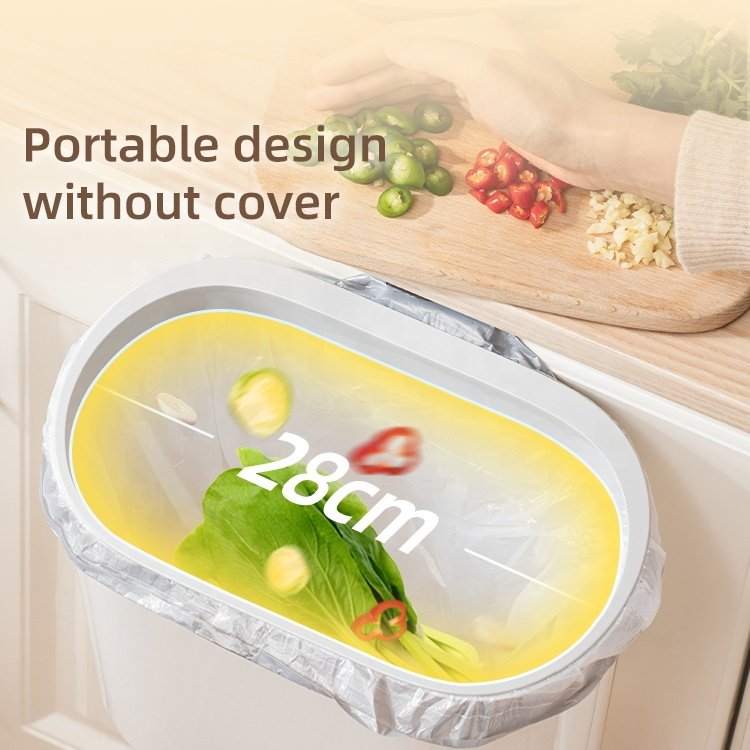 Folding Waste Bin Kitchen Cabinet Door Trash Bin Trash Can Wall Mounted Trashcan for Kitchen Toilet Waste Storage