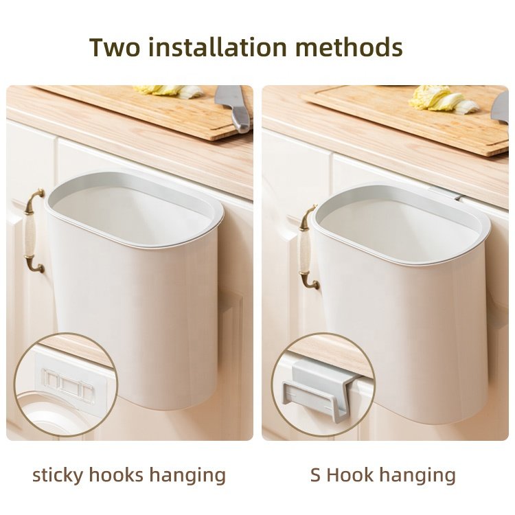 Folding Waste Bin Kitchen Cabinet Door Trash Bin Trash Can Wall Mounted Trashcan for Kitchen Toilet Waste Storage