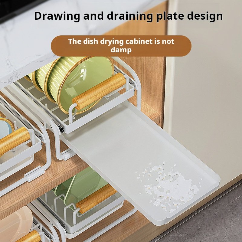 Kitchen cabinet countertop, simple bowl, plate, and dish storage, pull-out, non stick, non slip, pull-out storage basket