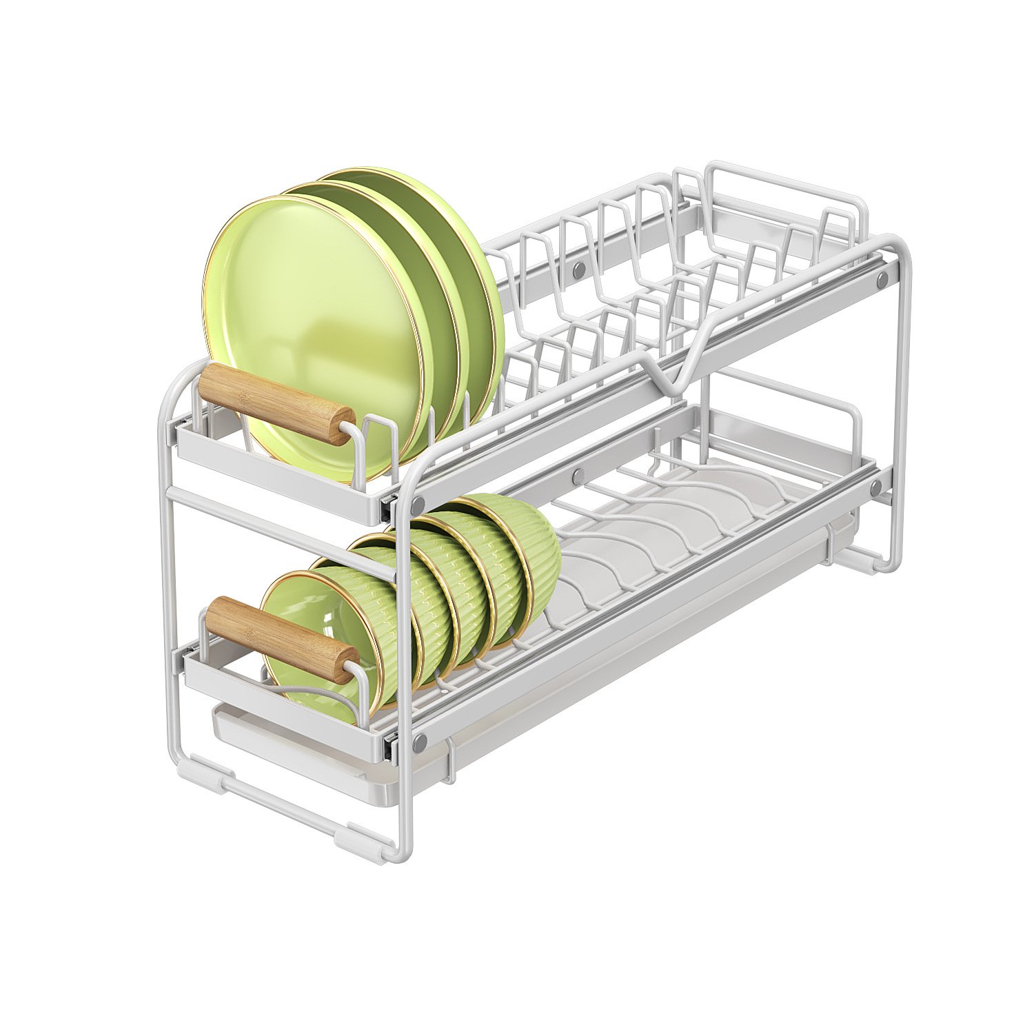 Kitchen cabinet countertop, simple bowl, plate, and dish storage, pull-out, non stick, non slip, pull-out storage basket