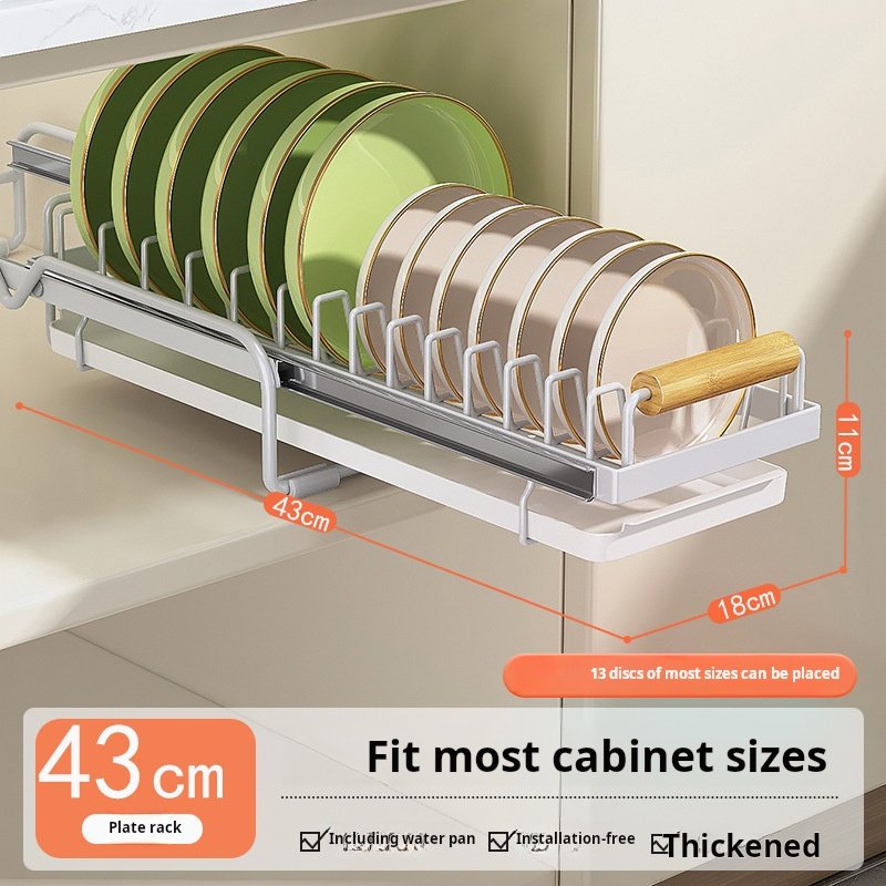 Kitchen cabinet countertop, simple bowl, plate, and dish storage, pull-out, non stick, non slip, pull-out storage basket