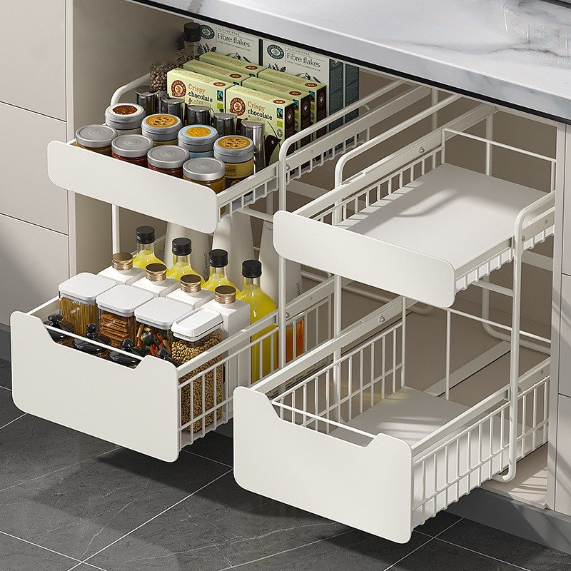 Lazy Bear High Quality Kitchen Living Room Nonperforated Sink Storage RackSliding Frame Drawer Style BedroomClothes Storage Rack
