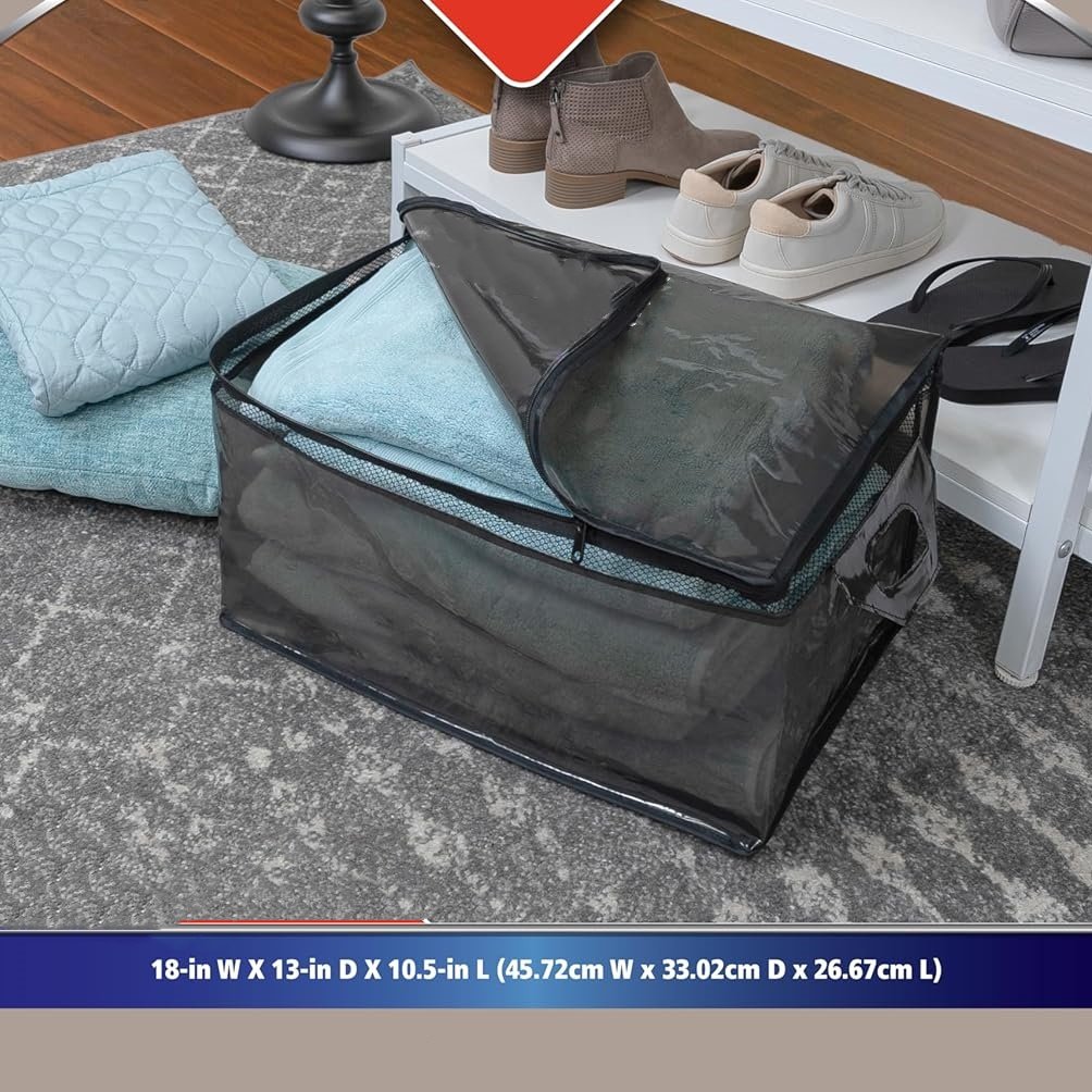 Large Flexible Tote Bag with Breathable Mesh Double Zip Closure Ideal Storage Bag with 2 Handles Storage Blanket Bag