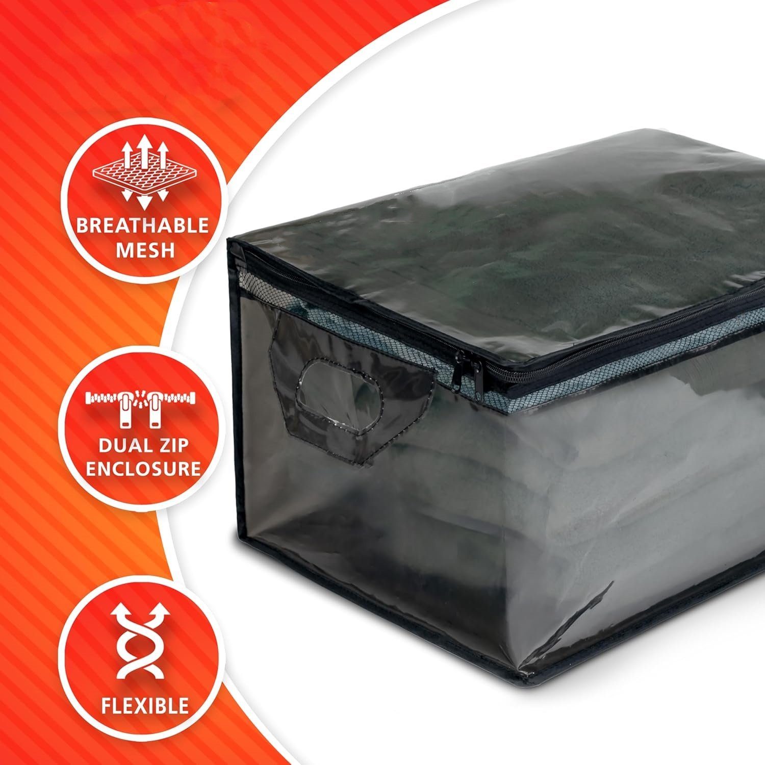 Large Flexible Tote Bag with Breathable Mesh Double Zip Closure Ideal Storage Bag with 2 Handles Storage Blanket Bag