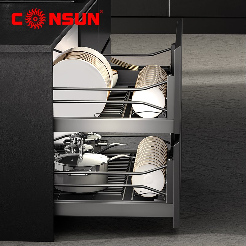 Kitchen Cabinet Accessories Pantry Unit Bowl Wire Baskets Pull Out Wire Drawer Basket