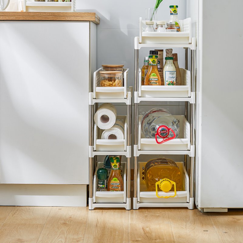 Kitchen storage shelf with 2 Drawers Sliding Spice Rack Under Sink Organizer multi-function rack with darwers