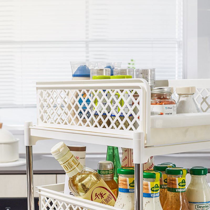 Kitchen storage shelf with 2 Drawers Sliding Spice Rack Under Sink Organizer multi-function rack with darwers