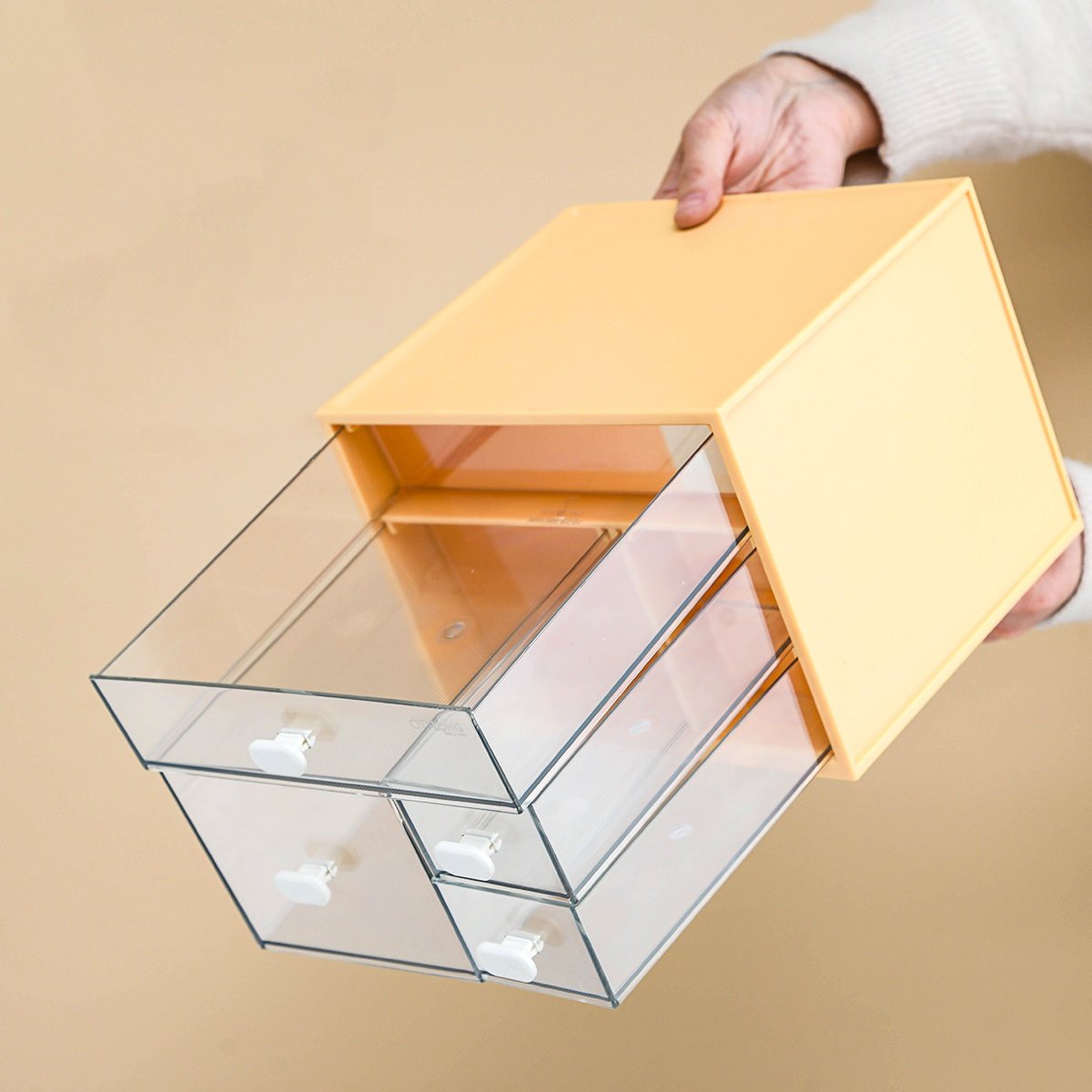 3 Tier Desktop Organizer Plastic Storage Box With Drawer 5 Grids Mini Cabinets For Jewelry Cosmetics Desktop Drawer