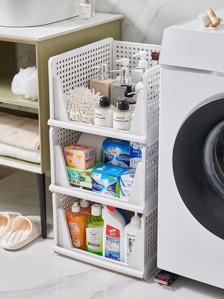Home Furniture Multi-level Shelf Wardrobe Clothes Organizer Pull-out Drawer Collapsible Storage Basket Plastic Storage Drawer