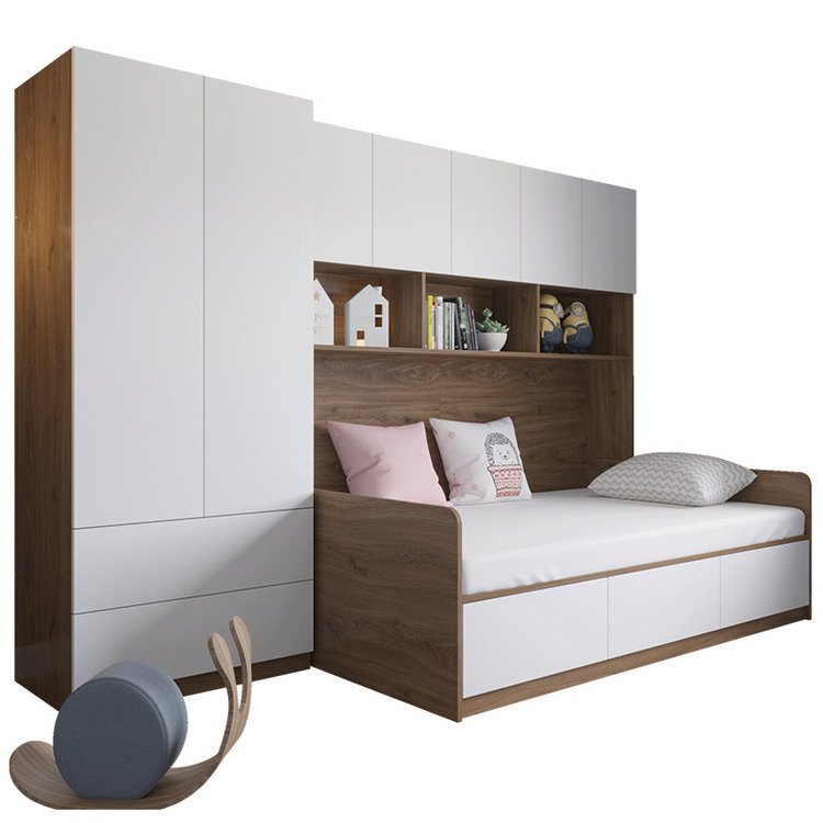 Simple style king queen size storage bed wardrobe bed with drawers