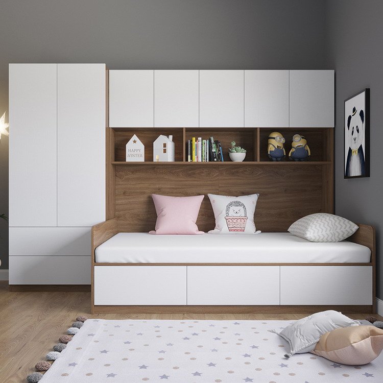 Simple style king queen size storage bed wardrobe bed with drawers