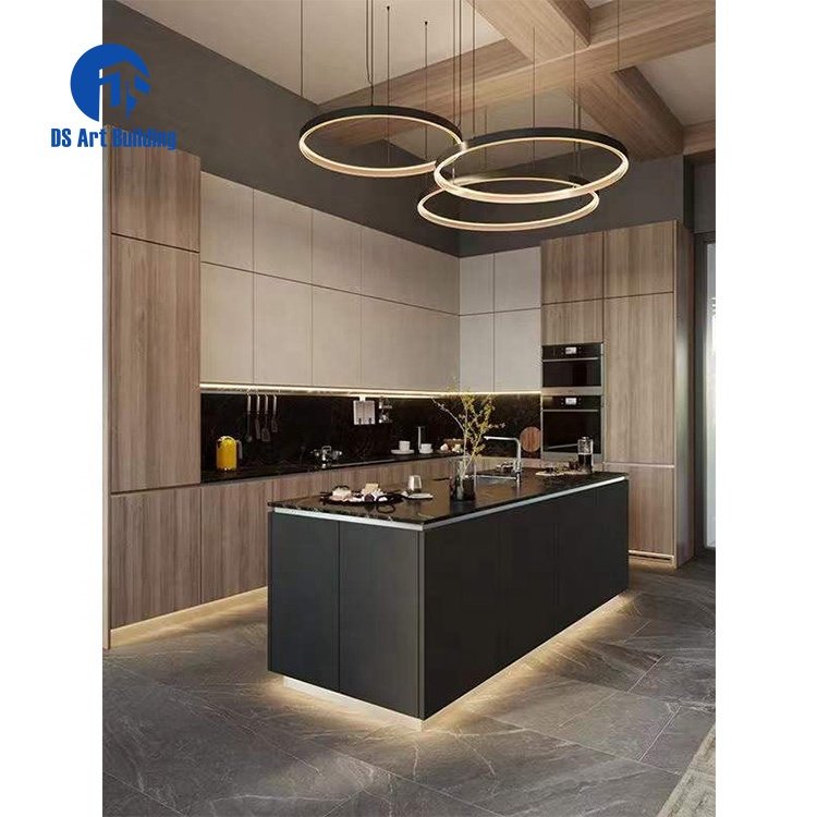 DS Professional One-Stop Multiple Design Complete Modern Dark Colors Modular Kitchen Furniture Solid Wood Kitchen Cabinet Sets